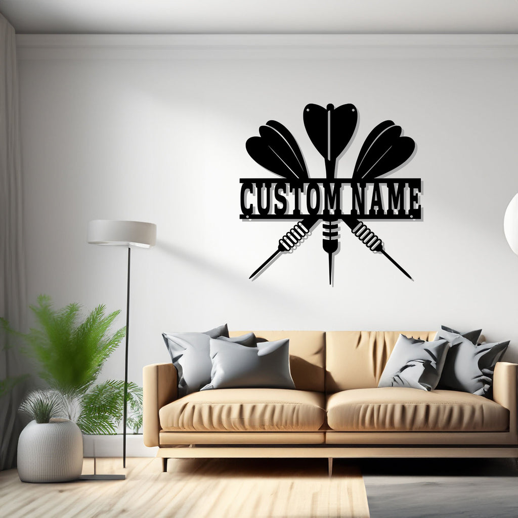 Custom Darts Metal Wall Art, Personalized Darts Player Name Sign Decoration For Room, Darts Metal, Custom Darts
