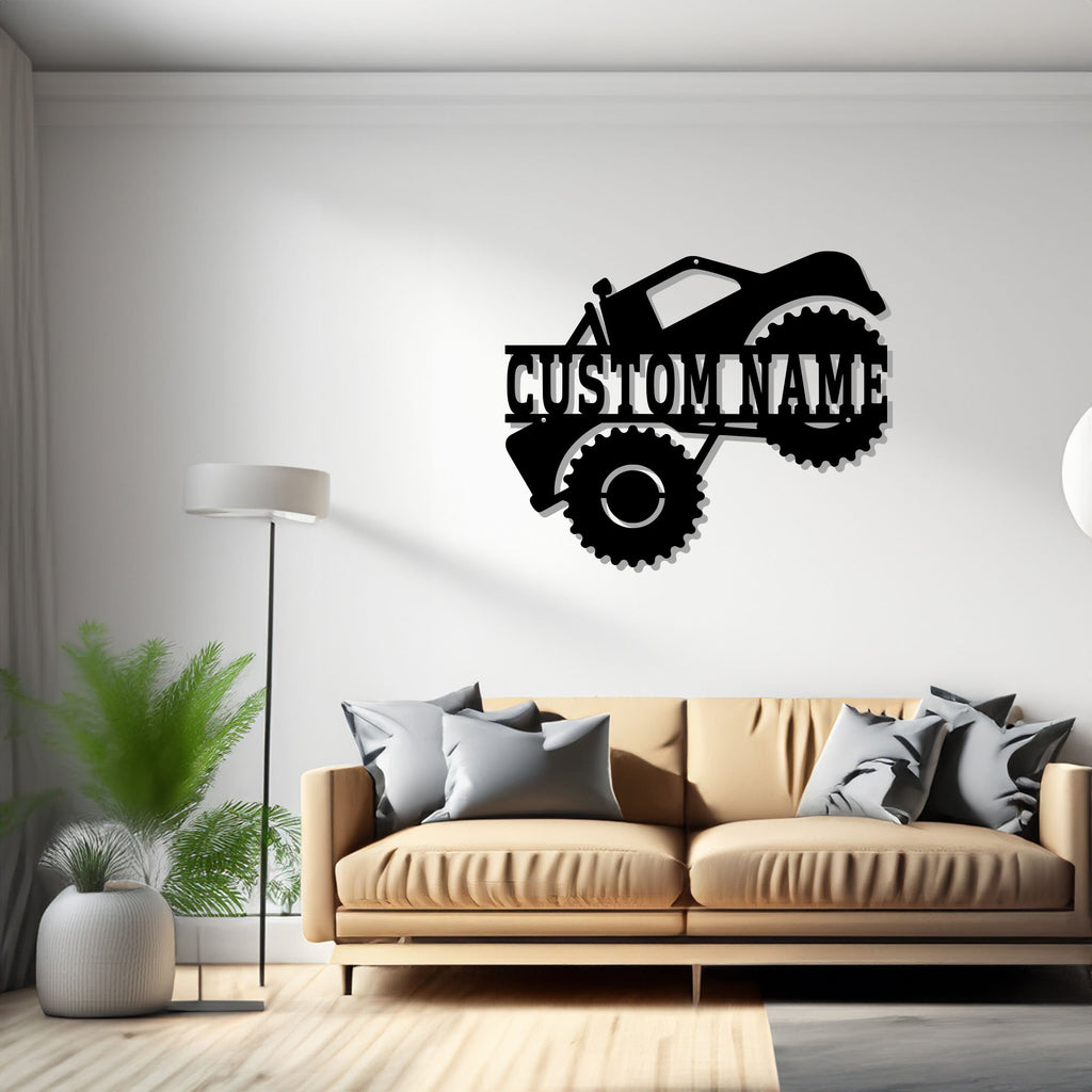 Custom Monster Truck Metal Wall Art, Personalized Monster Truck Name Sign Decoration For Room, Monster Truck Metal Decor - 1311653740