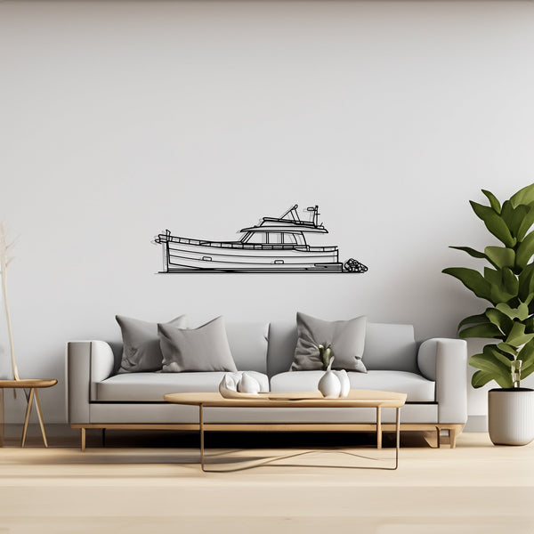 Menorquin 54 Sailboat, Yacht, Speedboat, Silhouette Metal Wall Art