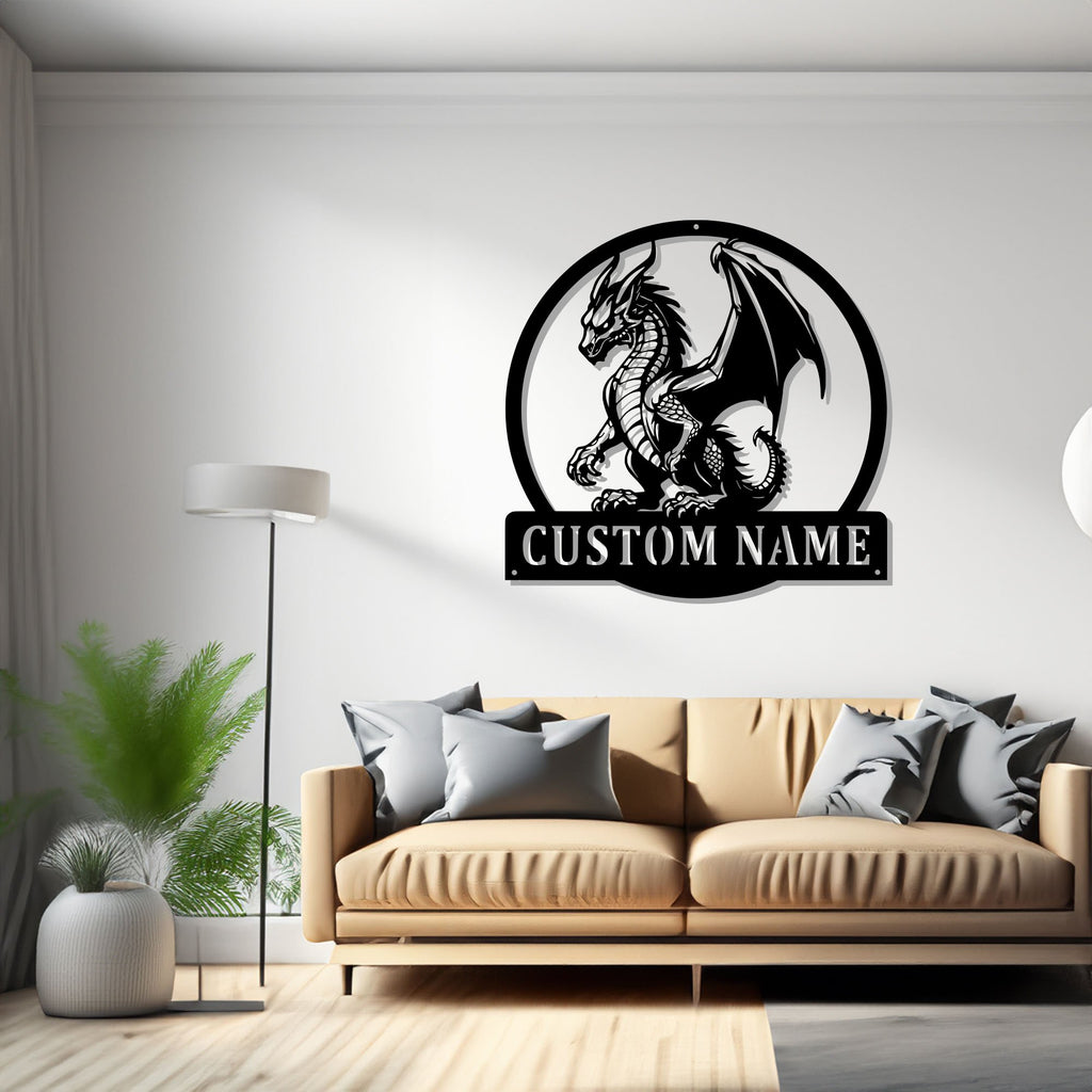 Custom Magic Dragon Metal Sign, Personalized Dragon Name Sign Decoration For Room, Dragon Metal, Custom Dragon Name - 1618459669