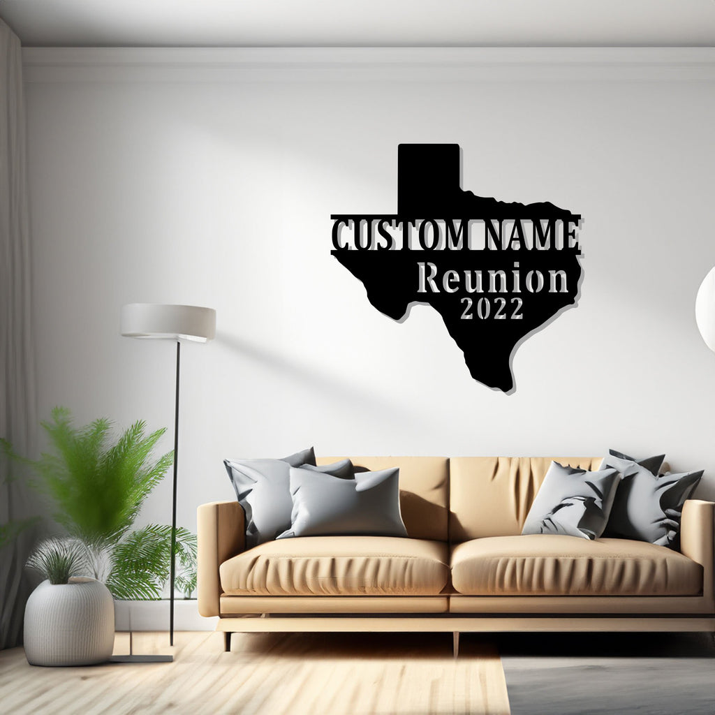 Custom Texas Family Reunion Metal Wall Art, Personalized Texas Family Name Sign Decoration For Room, Texas Metal Decor