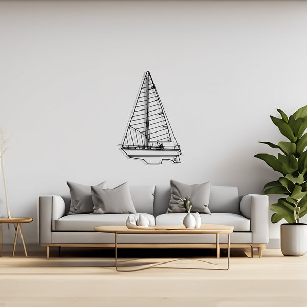 32 Front Sailboat, Yacht, Speedboat, Silhouette Metal Wall Art