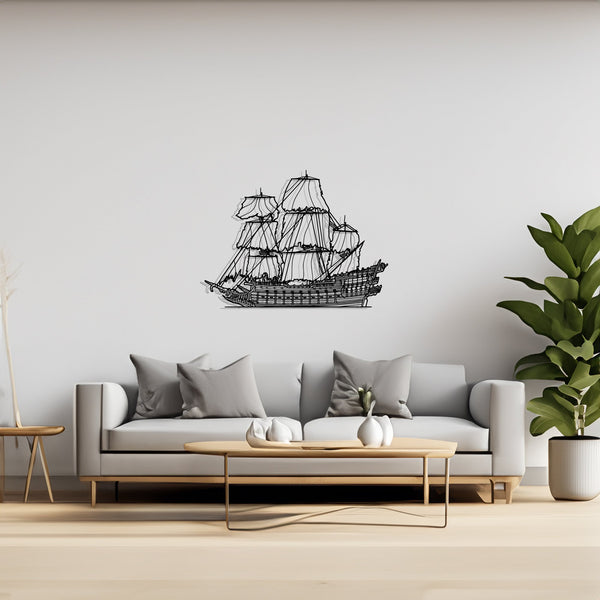 Flying Dutchman Sailboat, Yacht, Speedboat, Silhouette Metal Wall Art