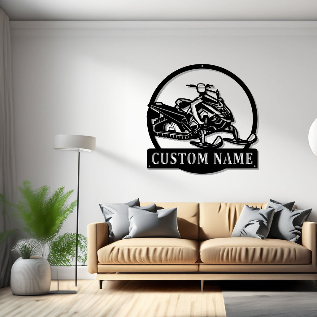 Custom Snowmobile Metal Wall Art, Personalized Snowmobile Rider Name Sign Decoration For Room, Snowmobile Metal Decor - 1530611836