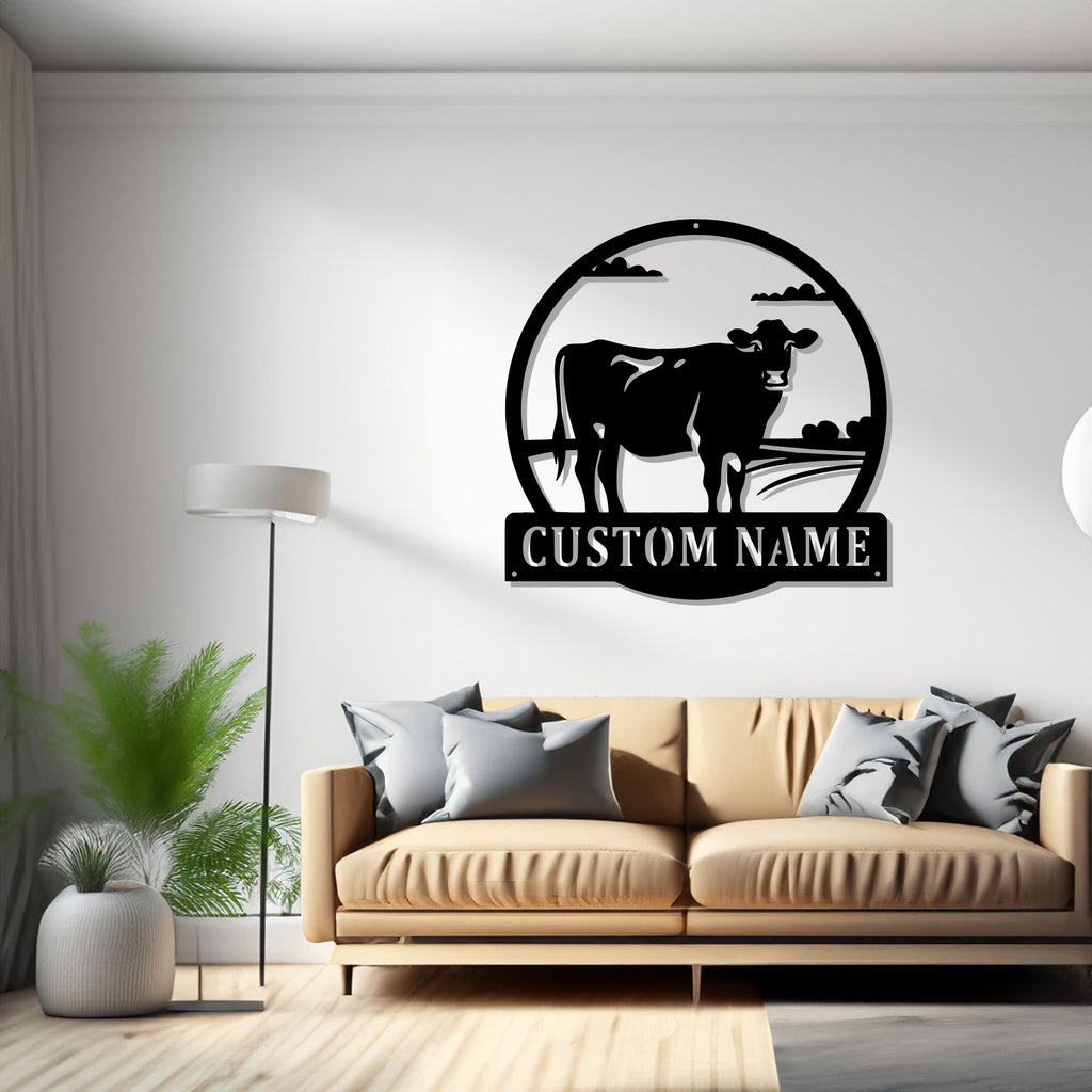 Custom Cow Farm Metal Sign, Personalized Cow Farm Name Sign Decoration For Room, Cow Farm Metal, Cow Farmer Gift - 1709010515