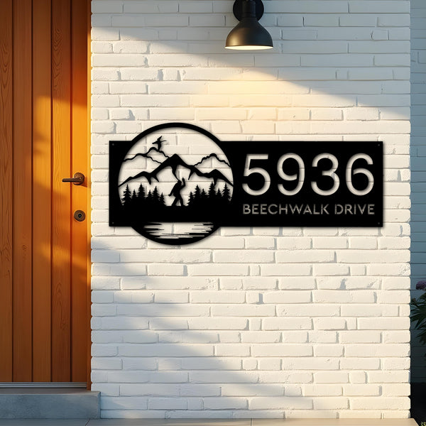 Custom Metal Bigfoot Sasquatch wild life forest Metal Address Sign, House number, Outdoor Number Signage, Yard Sign Address Plate