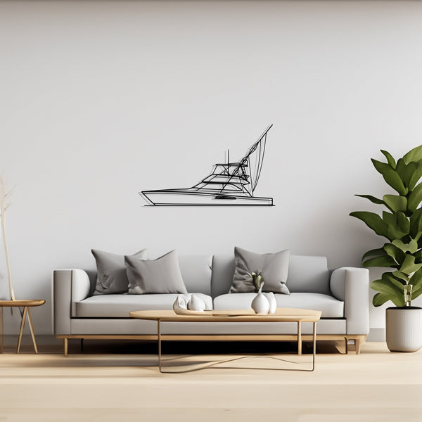 Convertible 52 Sailboat, Yacht, Speedboat, Silhouette Metal Wall Art