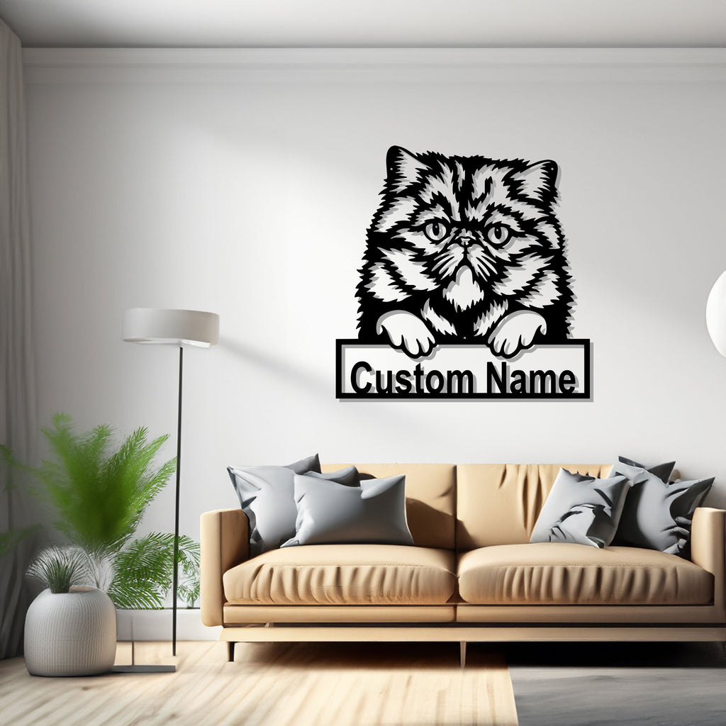 Custom Persian Cat Metal Wall Art, Personalized Persian Cat Name Sign Decoration For Room, Persian Cat Home Decor, Custom Persian Cat