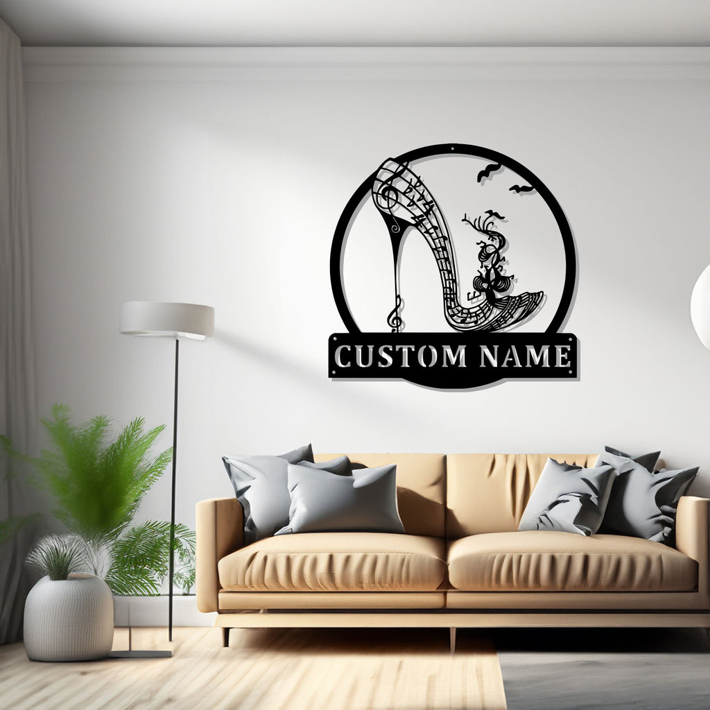 Custom Music High Heel Shoe Metal Wall Art, Personalized Music High Heel Shoe Name Sign Decoration For Room, Music High Heel Shoe Home Decor