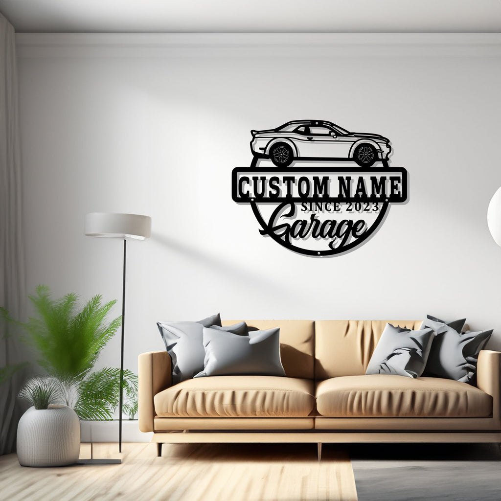 Personalized Car Garage Name Metal Sign, Custom Garage Name Laser Cut Metal Wall Art Plaque Man Cave Home Decor Dad&#39;s Gift - 1586928619