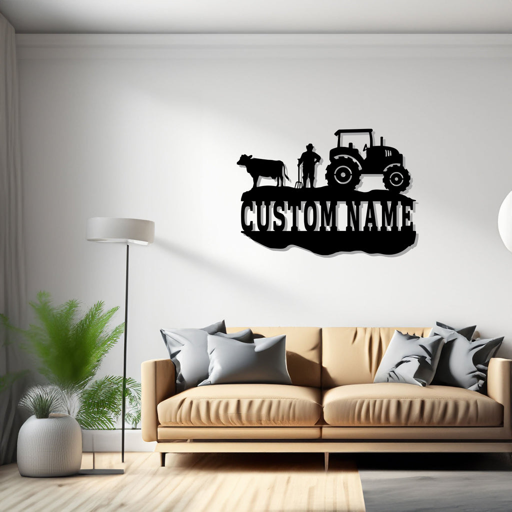 Custom Farming Metal Wall Art, Personalized Farmer Name Sign Decoration For Room, Farming Metal, Custom Farmer