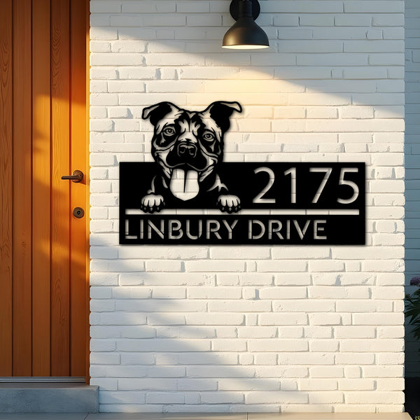Custom Metal Bull terrier dog Puppy Metal Address Sign House number Hanging Address Plaque Yard Sign Outdoor decor