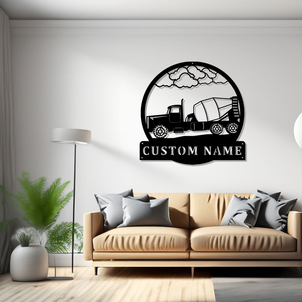 Custom Concrete Truck Metal Wall Art, Personalized  Truck Driver Name Sign Decoration For Room, Concrete Truck Home Decor, Custom Truck