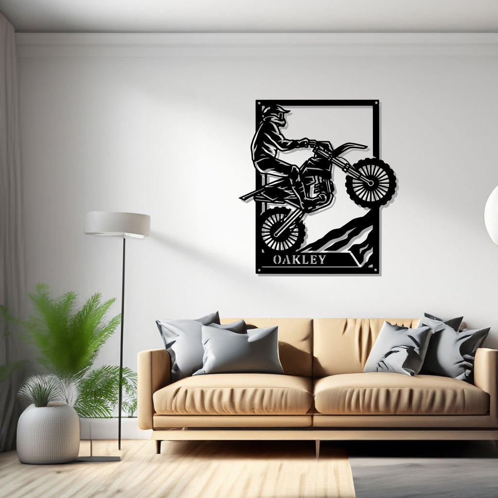 Custom Motocross Signage Metal Wall Art, Personalized Dirt Biker Name Sign Decoration, Motocross Dirt Bike Metal Decor