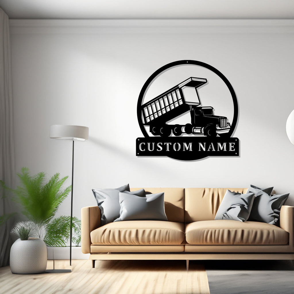 Custom Dump Truck Metal Wall Art, Personalized  Truck Driver Name Sign Decoration For Room, Dump Truck Home Decor, Custom Truck