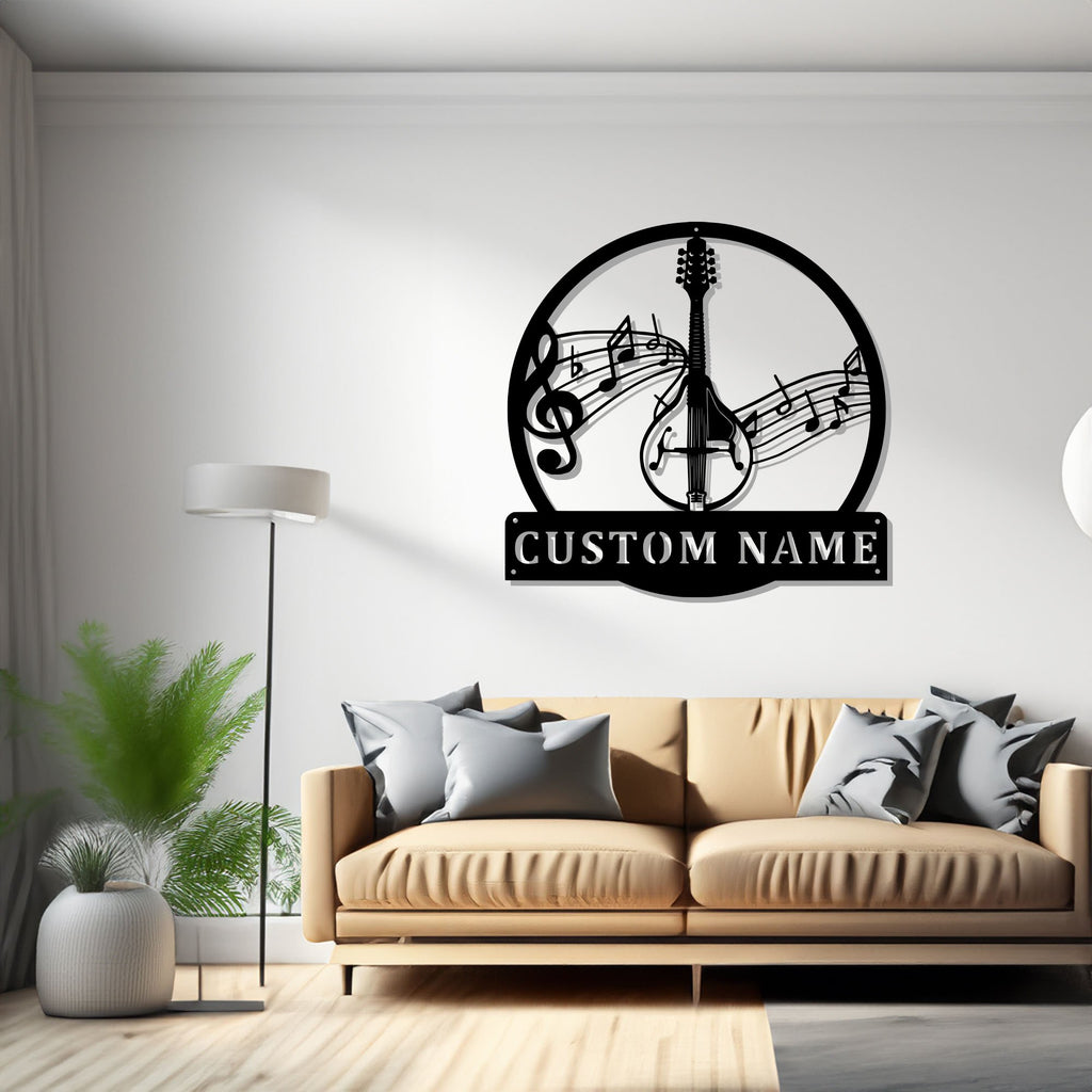 Custom Mandolin Musical Instrument Metal Wall Art, Personalized Mandolin Teacher Name Sign Decoration For Room, Mandolin Home Decor,Mandolin