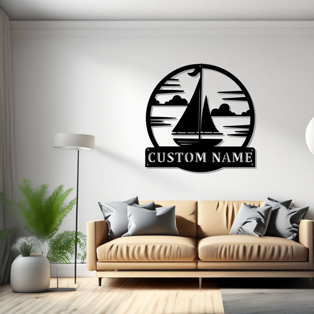 Custom Sailboat Metal Wall Art, Personalized Sailboat Name Sign Decoration For Room, Sailboat Home Decor, Custom Sailboat