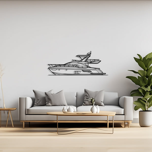 50 Flybridge Sailboat, Yacht, Speedboat, Silhouette Metal Wall Art