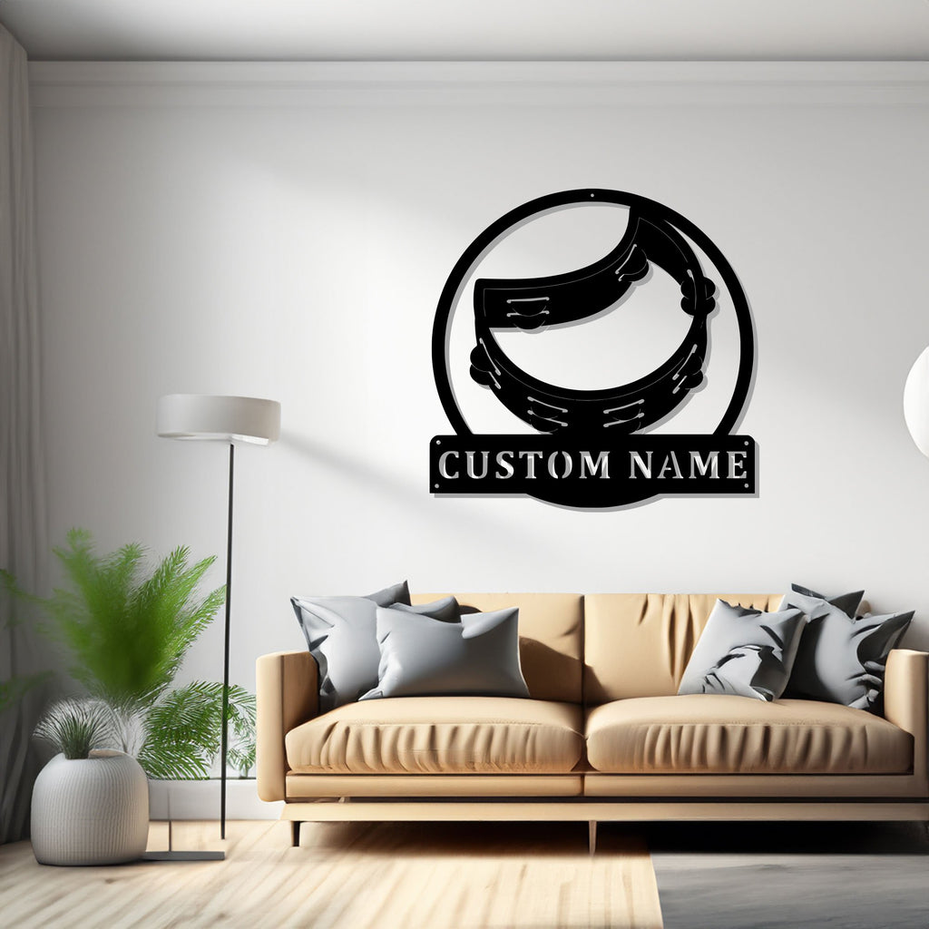 Custom Tambourine Musical Instrument Metal Wall Art, Personalized Tambourine Teacher Name Sign Decoration For Room,Tambourine