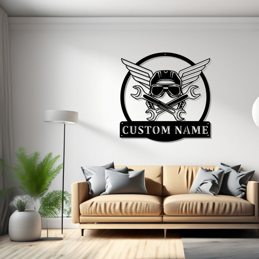 Custom Aircraft Mechanic Metal Wall Art, Personalized Aircraft Mechanic Name Sign Decoration For Room, Aircraft Mechanic Metal Home Decor