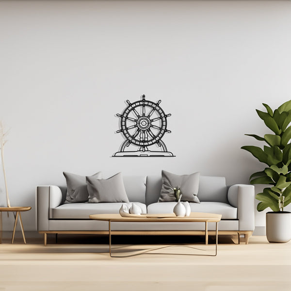 USS Constitution Wheel Sailboat, Yacht, Speedboat, Silhouette Metal Wall Art