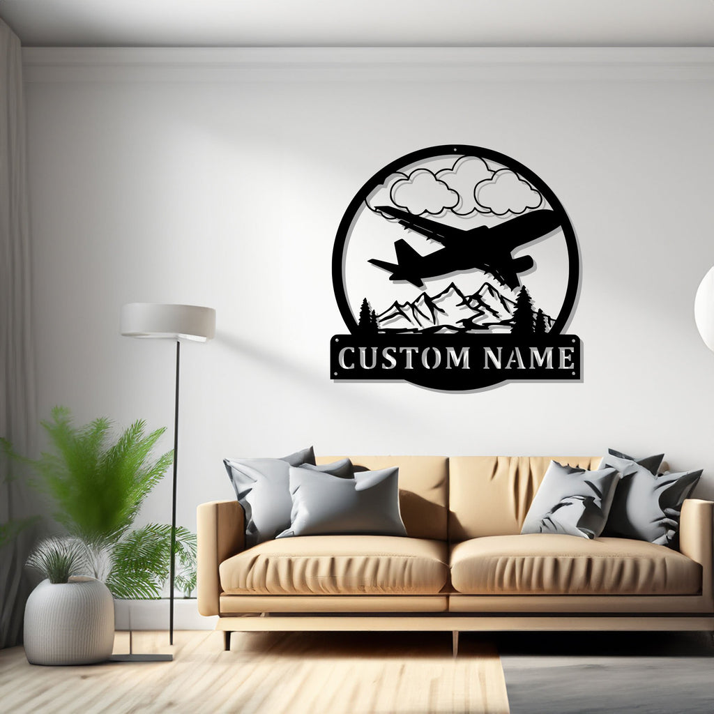 Custom Airplane Metal Wall Art, Personalized Pilot Name Sign Decoration For Room, Airplane Metal Home Decor, Custom Airplane