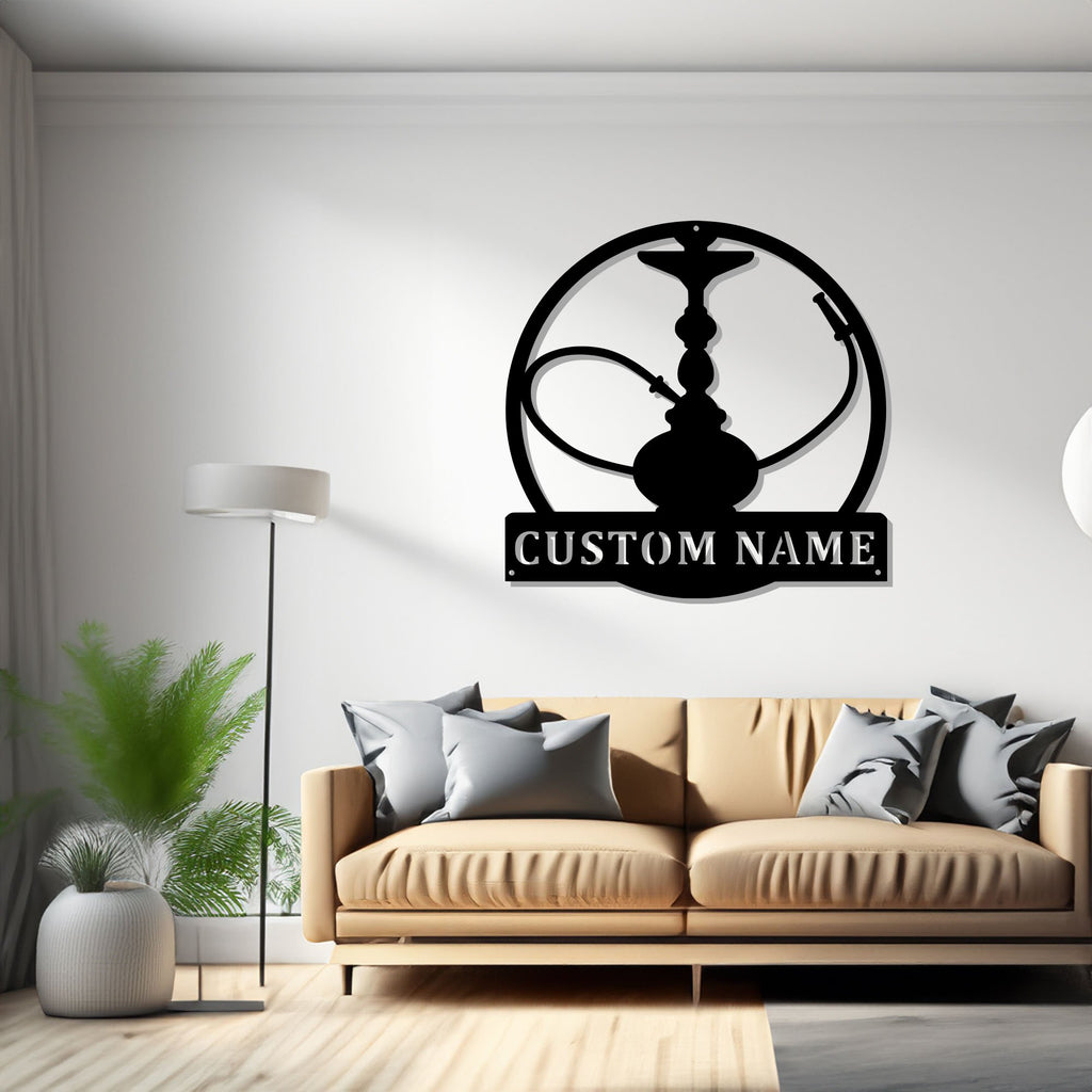 Custom Shisha Hookah Metal Wall Art Light, Personalized Smoke Shop Name Sign Home Decor, Hookah Shop Metal Decor,Custom Hookah Shop