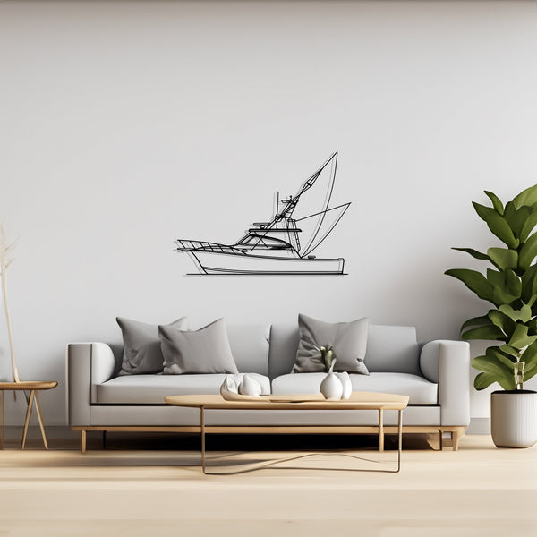 Express Sailboat, Yacht, Speedboat, Silhouette Metal Wall Art