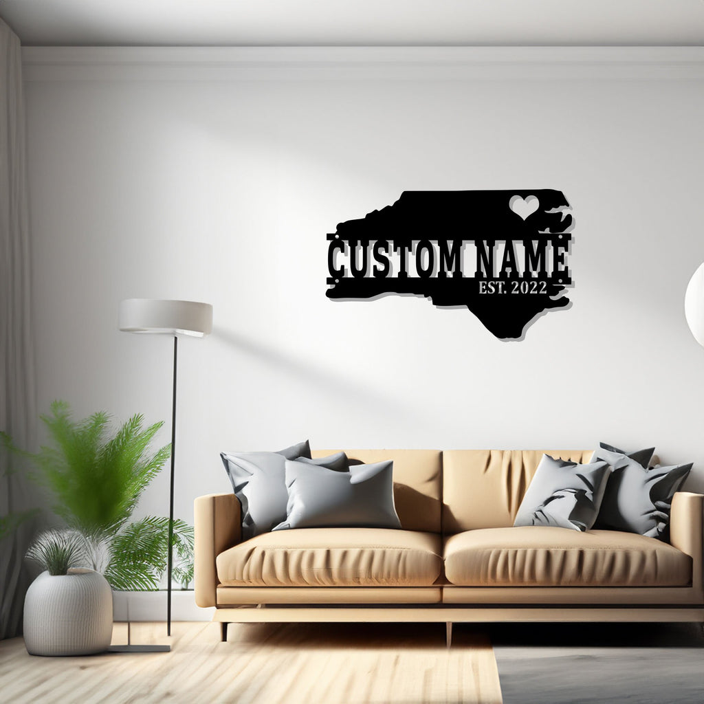 Custom North Carolina Metal Wall Art, Personalized North Carolina State Name Sign Decoration For Room, Born In North Carolina