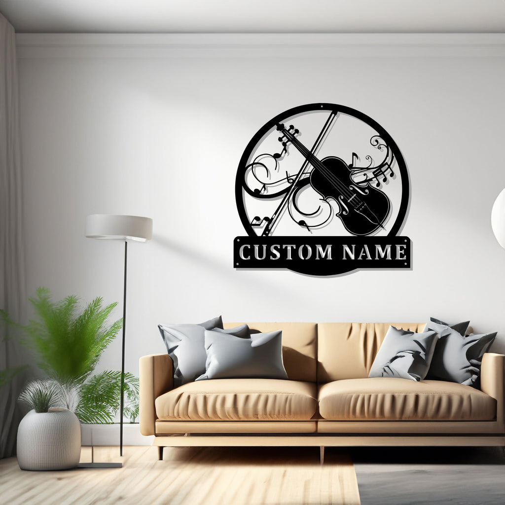 Custom Violin Musical Instrument Metal Wall Art, Personalized Violin Teacher Name Sign Decoration For Room, Violin Home Decor