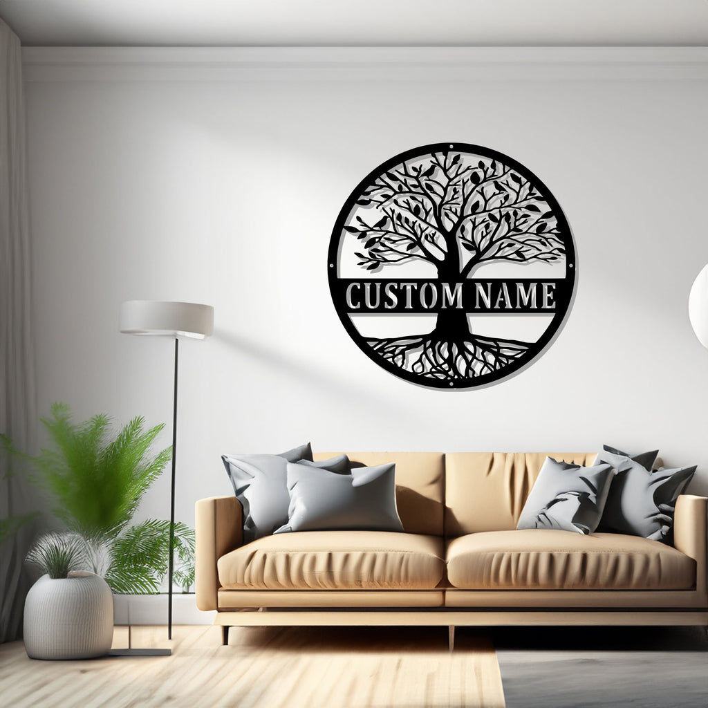 Custom Tree Of Life Metal Wall Art, Personalized Tree Of Life Family Name Sign Decoration For Room, Tree Of Life Decor