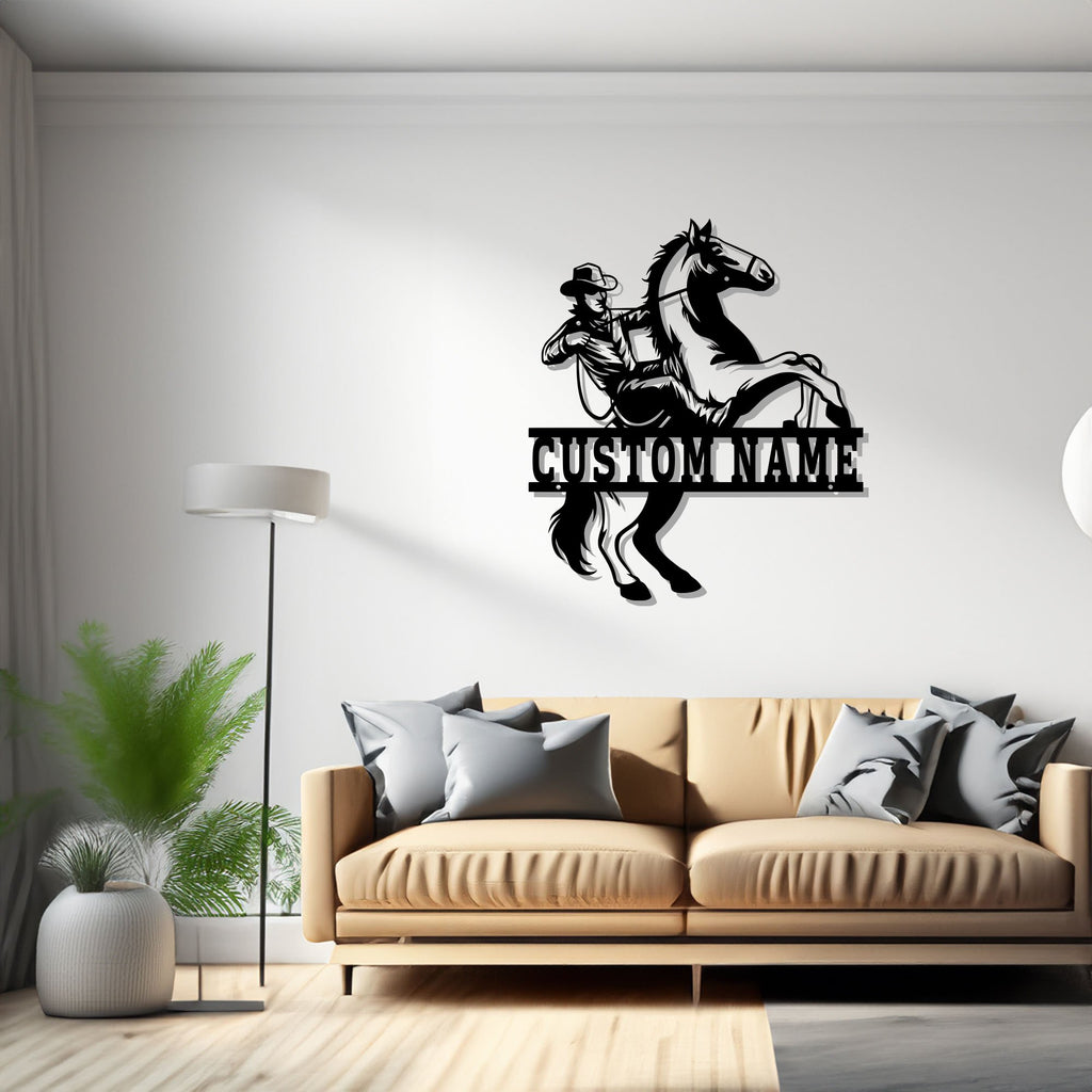 Custom Cowboy Metal Wall Art, Personalized Cowboy Name Sign Decoration For Room, Cowboy Metal, Custom Cowboy Sign