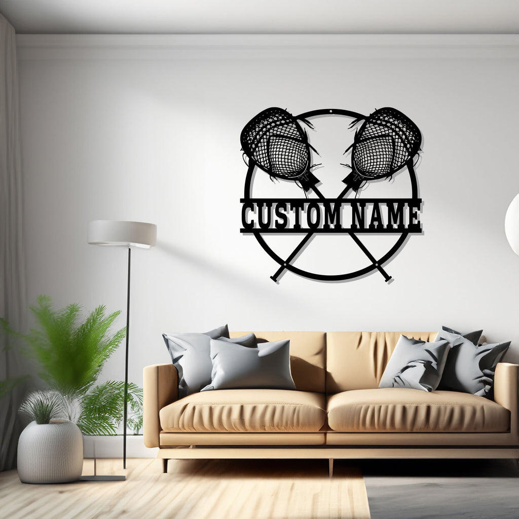 Custom Lacrosse Goalie Metal Wall Art, Personalized Lacrosse Goalie Name Sign Decoration For Room, Lacrosse Goalie