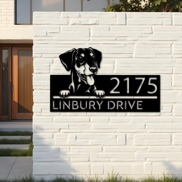 Custom Metal German Pinscher dog Puppy Metal Address Sign House number Hanging Address Plaque Yard Sign Outdoor decor