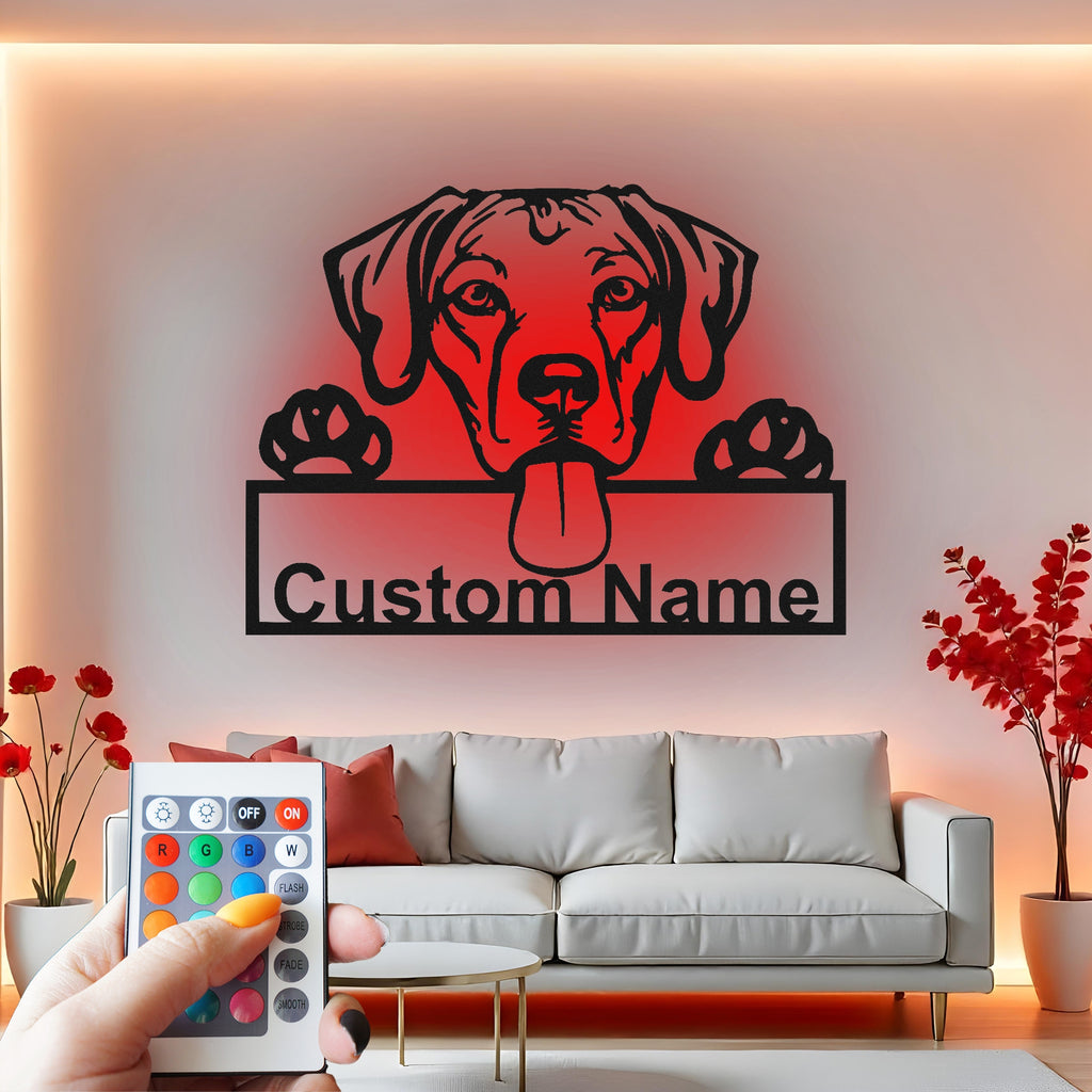 Custom Dog Metal Wall Art With Led Light , Personalized Puppy Decor, Pet Lover Gift, Dog Owner Home Decor, Living Room Wall Accent