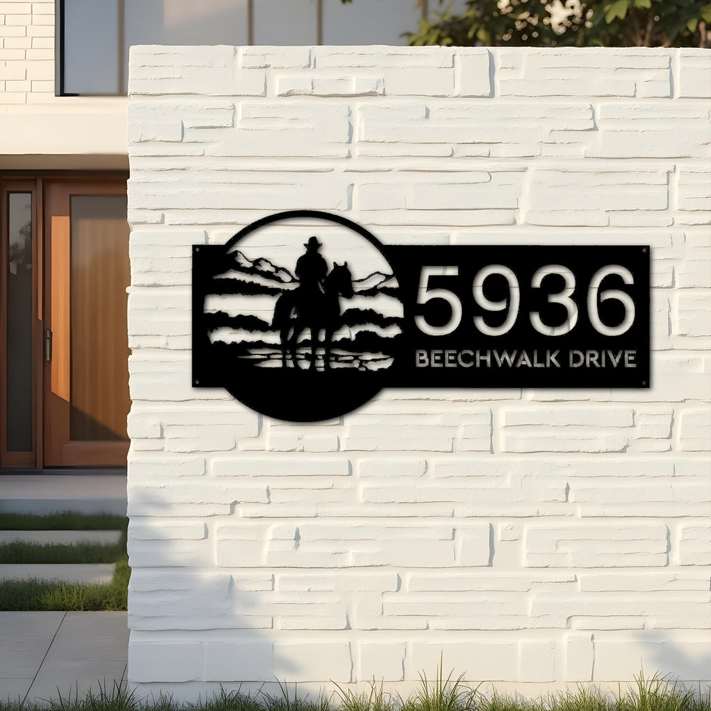 Custom Metal Western Cowboy Wild West Metall Adressschild, Hausnummer, Außennummernschild, Yard Sign Adressschild