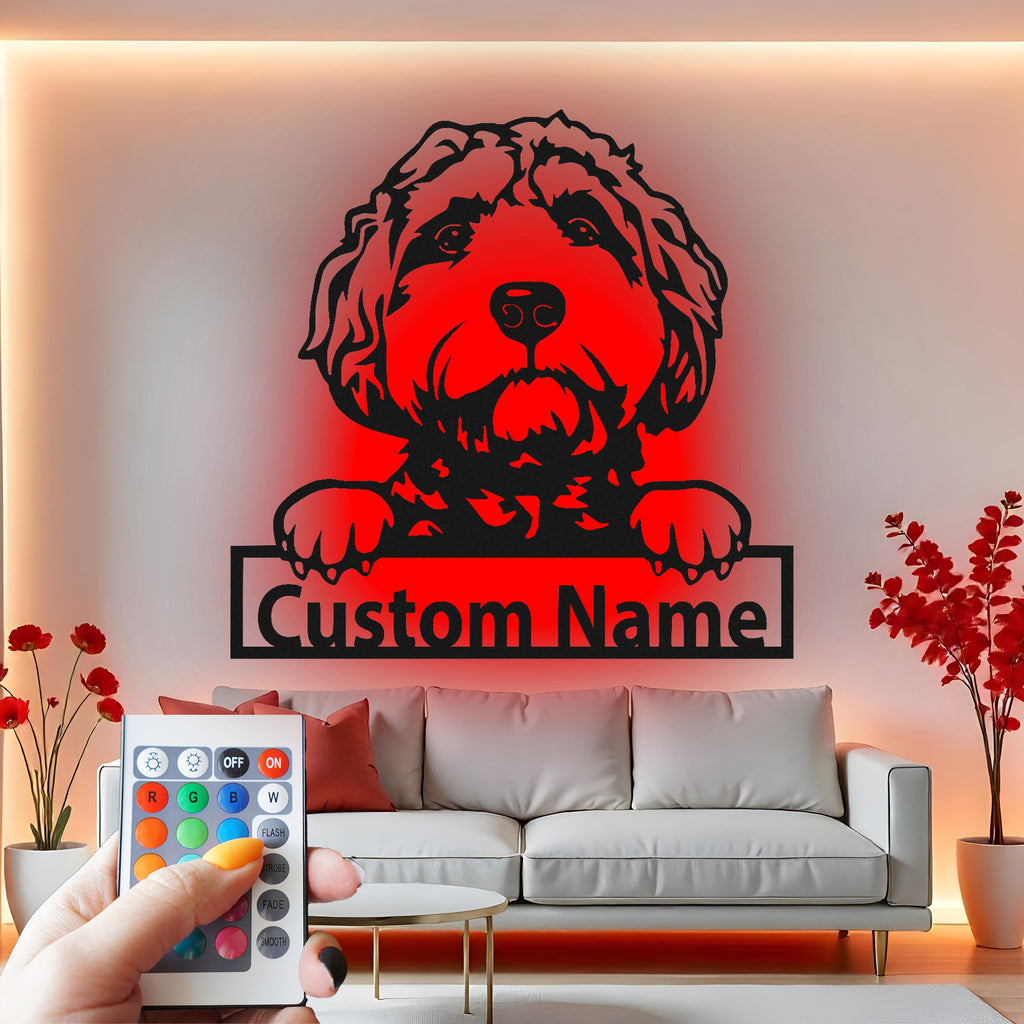 Custom Dog Metal Wall Art With Led Light , Personalized Puppy Decor, Pet Lover Gift, Dog Mom Home Decor, Pet Memorial Gift Idea