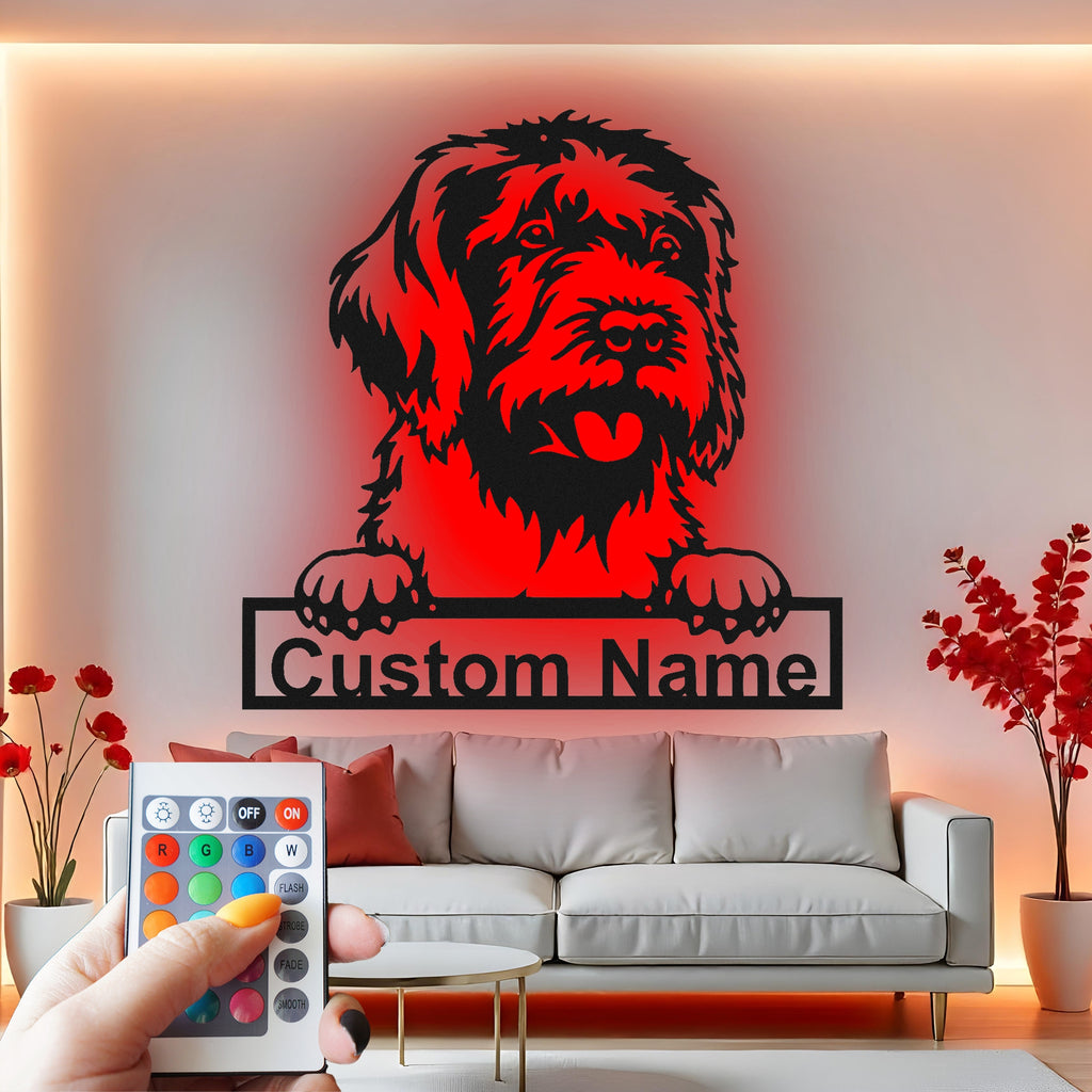 Custom Dog Metal Wall Art With Led Light , Personalized Puppy Decor, Pet Lover Gift Idea, Dog Mom Home Decor, Living Room Wall Hanging