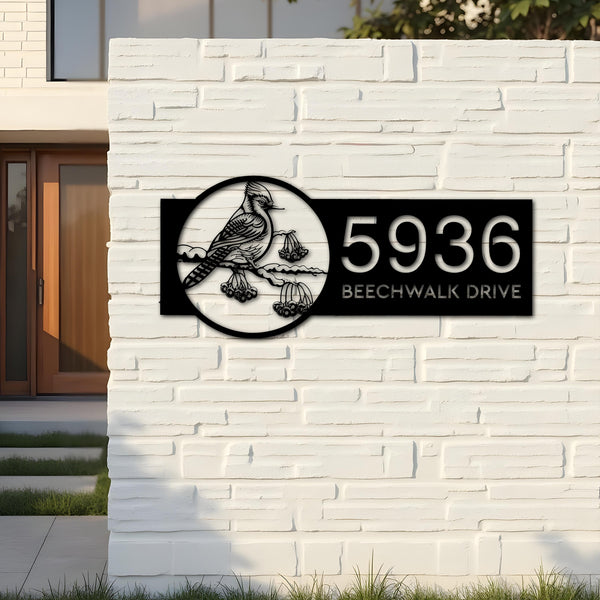 Custom Metal Blue jay bird Metal Address Sign Custom Hanging Address Plaque House number Yard Sign Outdoor Sign