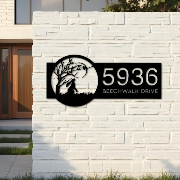 Custom Metal Hare Metal Address Sign, House number, Outdoor Number Signage, Yard Sign Address Plate001