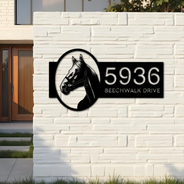 Custom Metal Horse head farm animal ranch Metal Address Sign, House number, Outdoor Number Signage, Yard Sign Address Plate