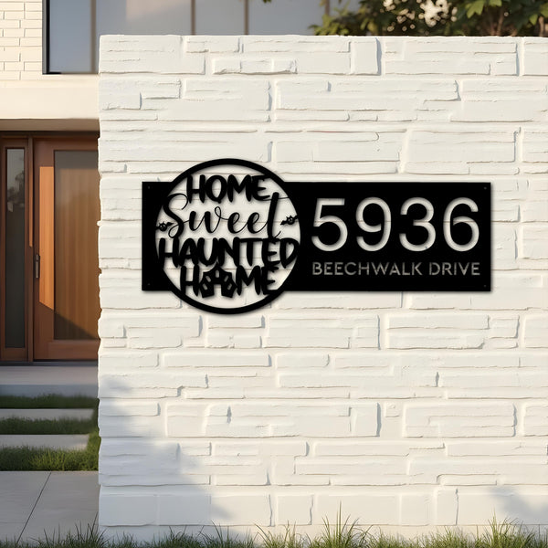 Custom Metal Home sweet haunted home Halloween Metal Address Sign House number Hanging Address Plaque Yard Outdoor Sign
