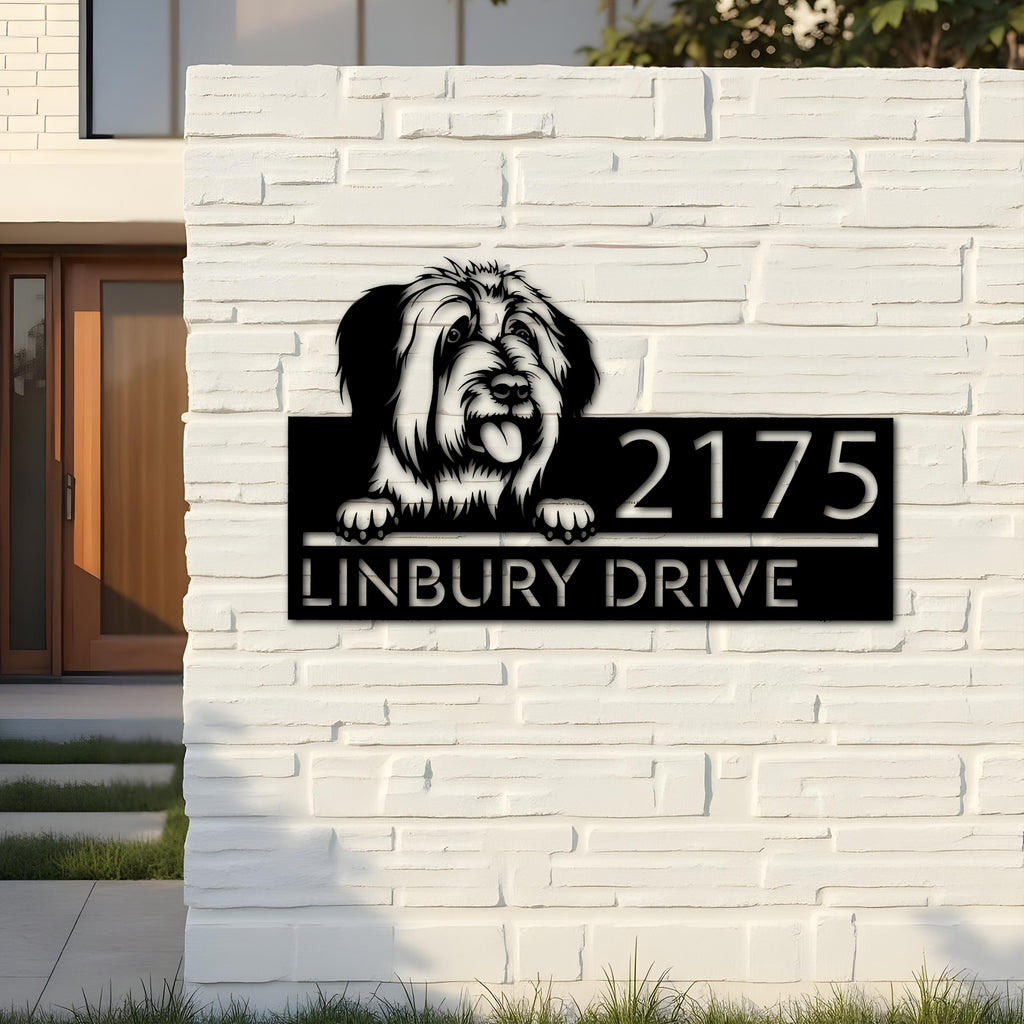 Custom Metal Briard dog Puppy Metal Address Sign House number Hanging Address Plaque Yard Sign Outdoor decor