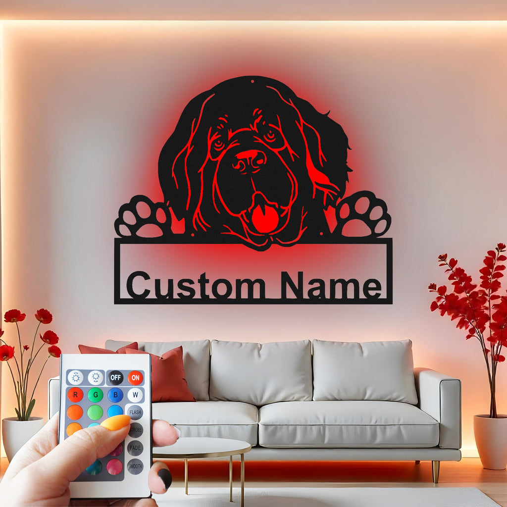 Custom Dog Metal Wall Art With Led Light , Personalized Puppy Decor, Pet Lover Gift for Dog Mom, Dog Name Metal Wall Art for Home