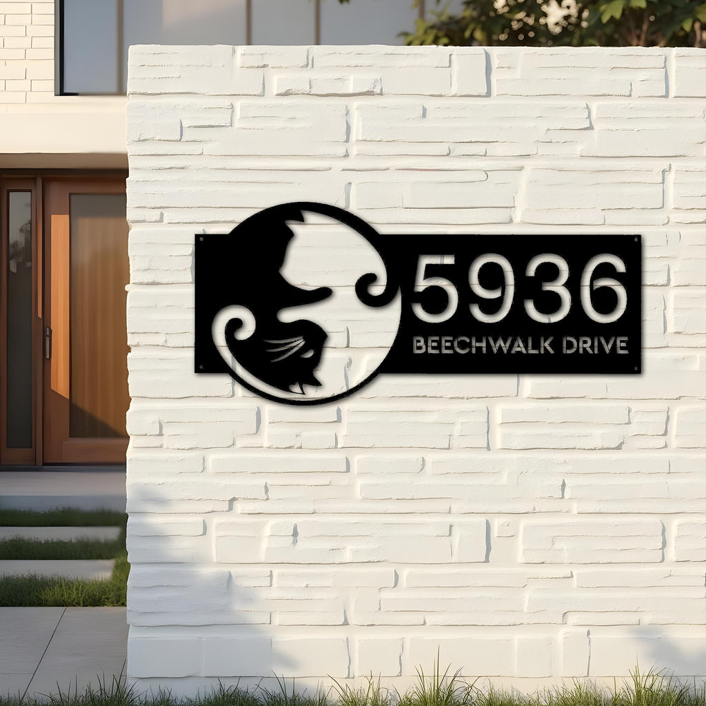 Custom Metal Yin Yang cat cute kitten pet Metal Address Sign, House number, Outdoor Number Signage, Yard Sign Address Plate
