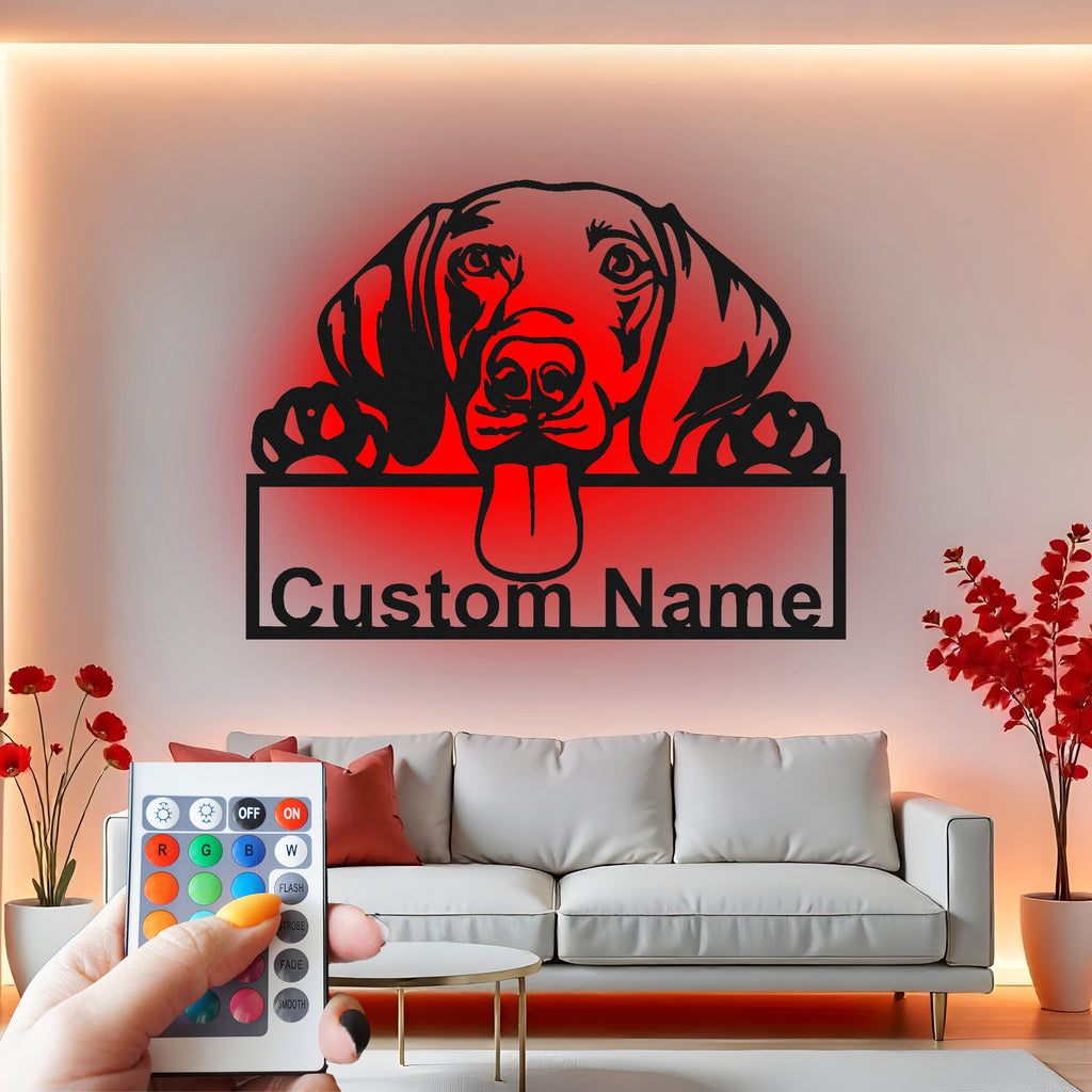 Custom Dog Metal Wall Art With Led Light , Personalized Puppy Decor, Pet Lover Gift, Dog Owner Metal Wall Art for Home Decor