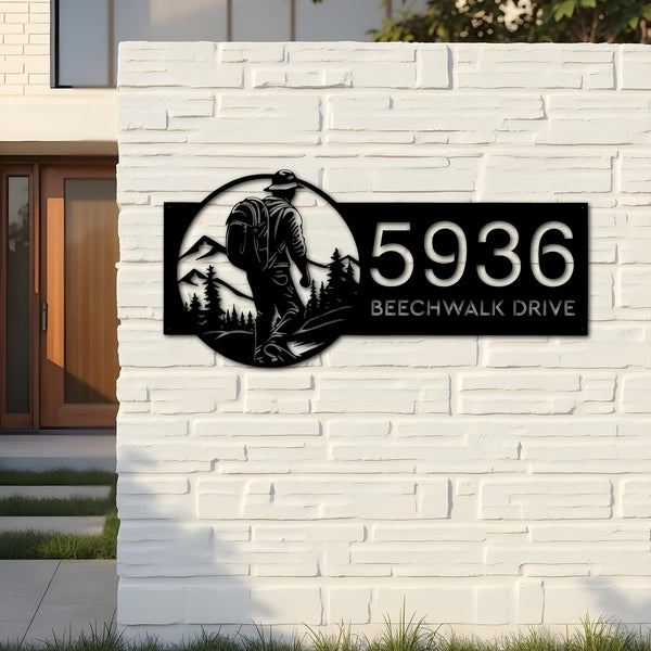 Custom Metal Hiking Camping mountain climbing Metal Address Sign, House number, Outdoor Number Signage, Yard Sign Address Plate