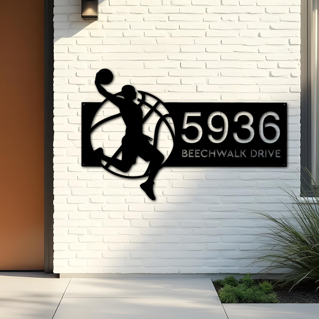 Custom Metal Basketball player Sport Metal Address Sign, House number, Outdoor Number Signage, Yard Sign Address Plate