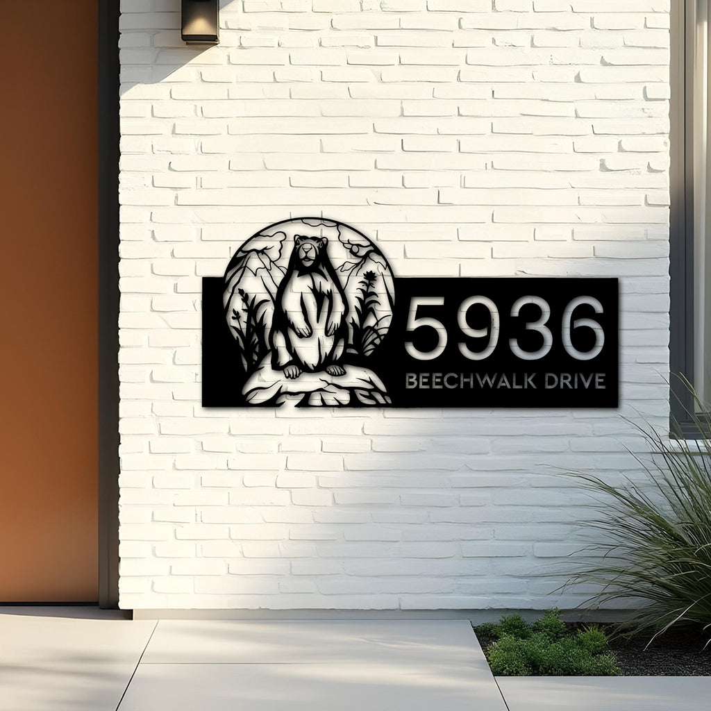 Custom Metal Badger Wild animal wildlife Metal Address Sign, House number, Outdoor Number Signage, Yard Sign Address Plate