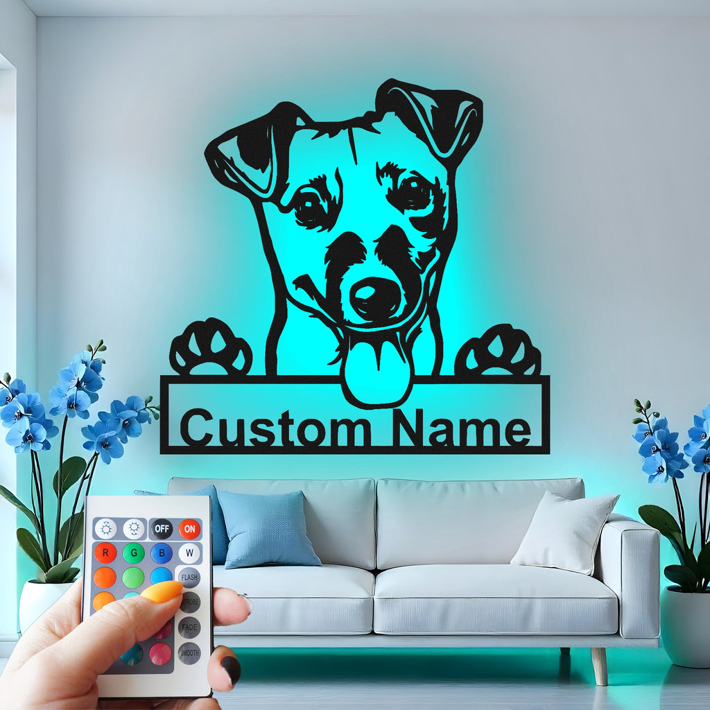 Custom Dog Metal Wall Art With Led Light , Personalized Puppy Decor, Pet Lover Gift, Dog Mom Wall Hanging, Home Decor for Dog Owners